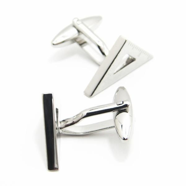 ミニだけど測れちゃうセンチとインチの三角定規のカフス(カフリンクス/カフスボタン)