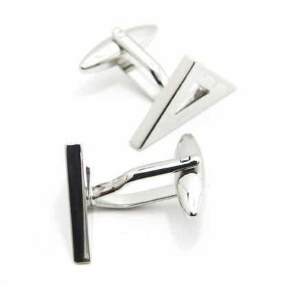 ミニだけど測れちゃうセンチとインチの三角定規のカフス(カフリンクス/カフスボタン)