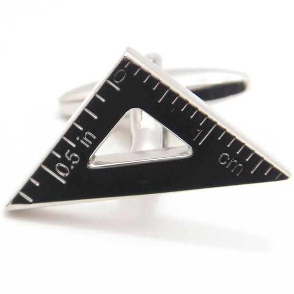 ミニだけど測れちゃうセンチとインチの三角定規のカフス(カフリンクス/カフスボタン)