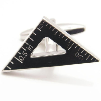 ミニだけど測れちゃうセンチとインチの三角定規のカフス(カフリンクス/カフスボタン)