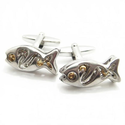 お腹がころころスケルトンのお魚カフス(カフリンクス/カフスボタン)