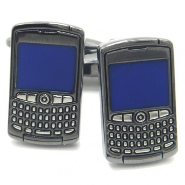 メタリックブラックの携帯電話カフス(カフリンクス/カフスボタン)