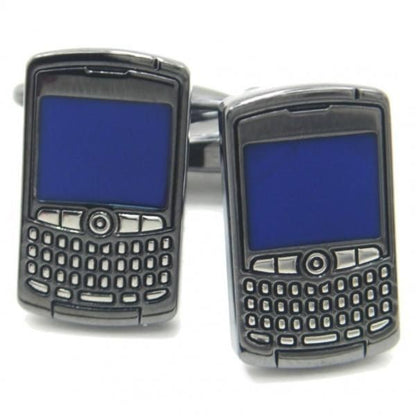 メタリックブラックの携帯電話カフス(カフリンクス/カフスボタン)