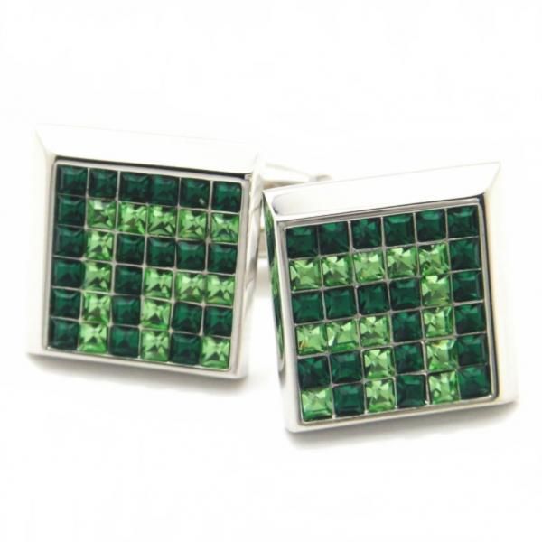 グリーングラデーションがキラキラまばゆいカフス(カフリンクス/カフスボタン)