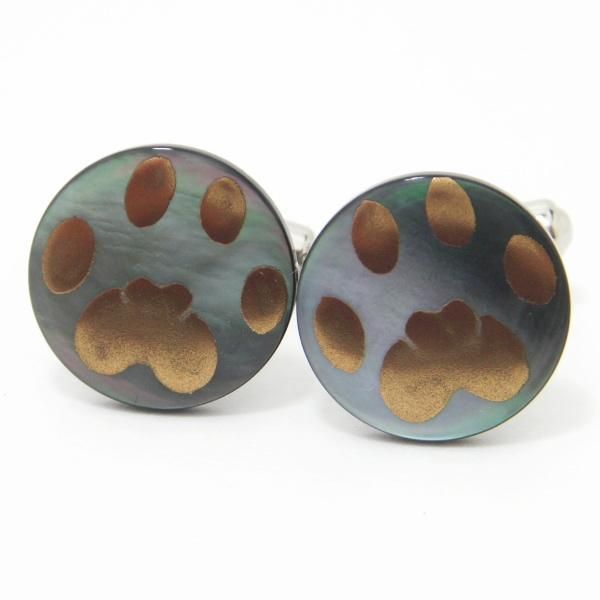 【受注生産品】肉球模様の蒔絵カフス(カフリンクス/カフスボタン)