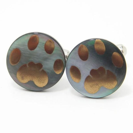 【受注生産品】肉球模様の蒔絵カフス(カフリンクス/カフスボタン)