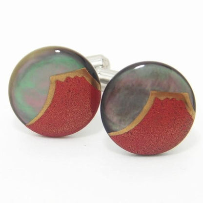 【受注生産品】赤富士の蒔絵カフス(カフリンクス/カフスボタン)