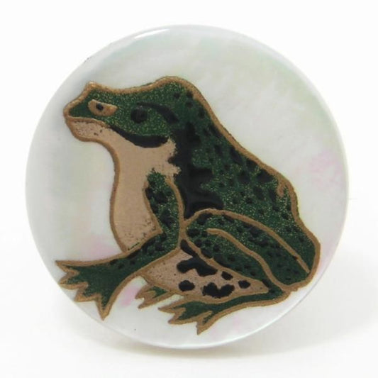【受注生産品】伊藤若冲の蛙・白蝶貝タイタック(ピンブローチ)