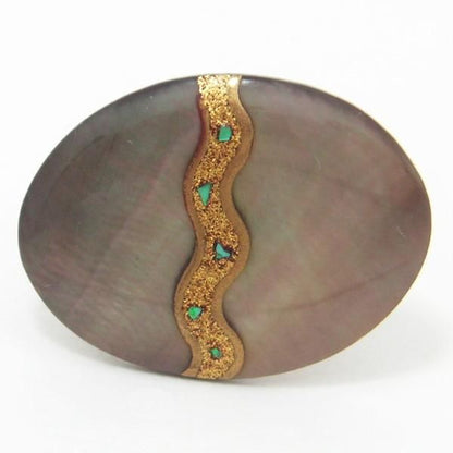 【受注生産品】卵・黒蝶貝タイタック(ピンブローチ)