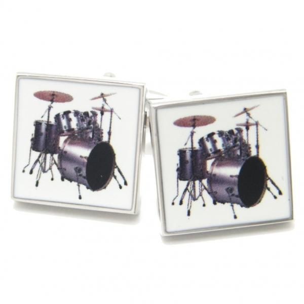ポップなリズムで♪ドラムセットイラストのカフス(カフリンクス/カフスボタン)