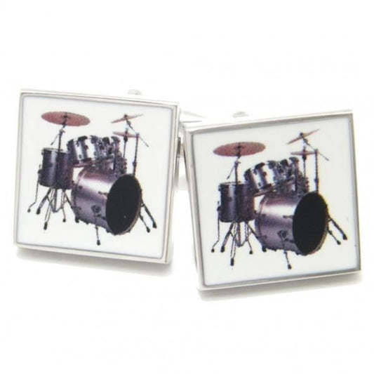 ポップなリズムで♪ドラムセットイラストのカフス(カフリンクス/カフスボタン)