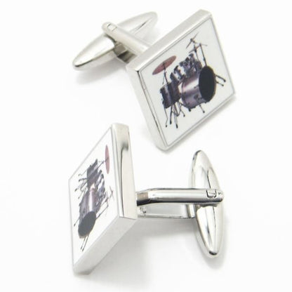 ポップなリズムで♪ドラムセットイラストのカフス(カフリンクス/カフスボタン)