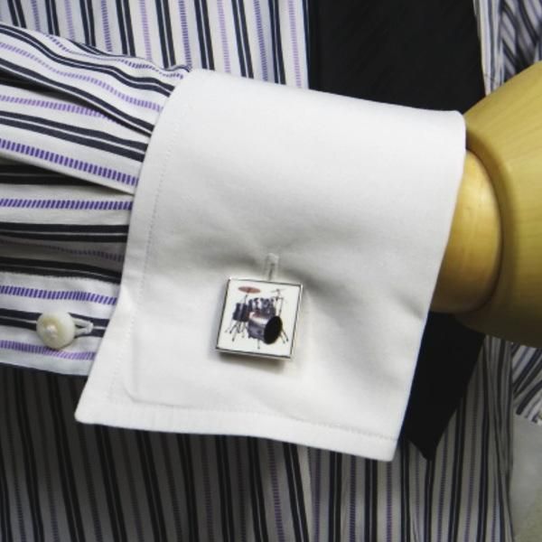 ポップなリズムで♪ドラムセットイラストのカフス(カフリンクス/カフスボタン)