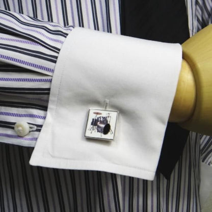 ポップなリズムで♪ドラムセットイラストのカフス(カフリンクス/カフスボタン)