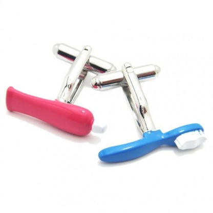 お口のエチケットで爽やかに歯磨き粉と歯ブラシのカフス(カフリンクス/カフスボタン)