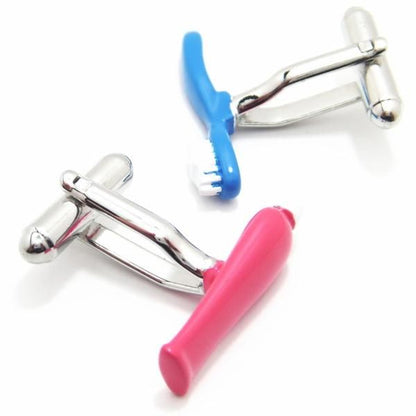 お口のエチケットで爽やかに歯磨き粉と歯ブラシのカフス(カフリンクス/カフスボタン)