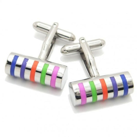 シンプルポップなカラフル・バーのカフス(カフリンクス/カフスボタン)
