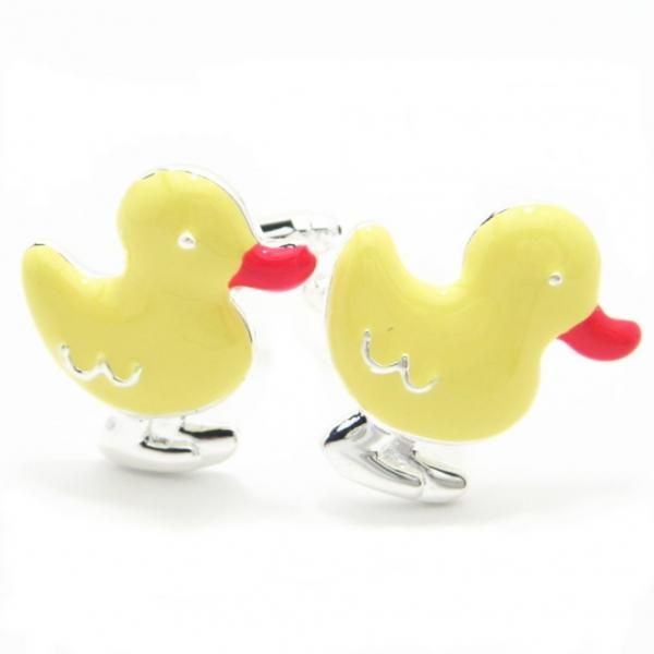 つぶらな瞳も愛らしいメルヘンなアヒルのカフス(カフリンクス/カフスボタン)