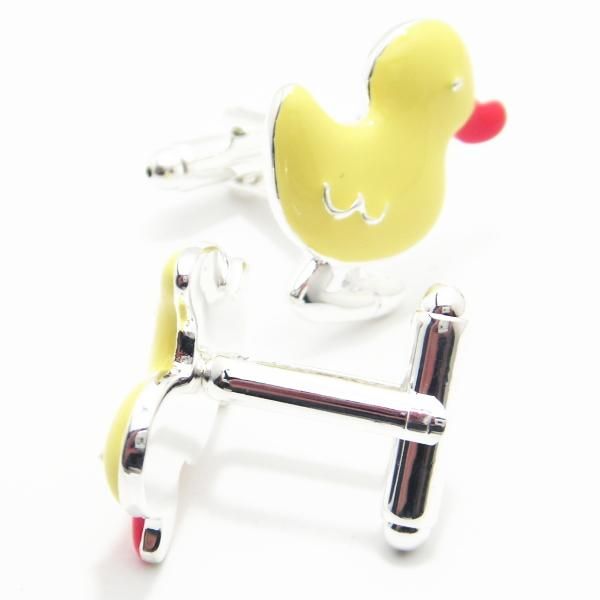 つぶらな瞳も愛らしいメルヘンなアヒルのカフス(カフリンクス/カフスボタン)