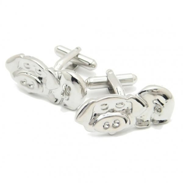 くるっと見返りブタのコミカルなカフス(カフリンクス/カフスボタン)