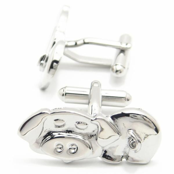 くるっと見返りブタのコミカルなカフス(カフリンクス/カフスボタン)