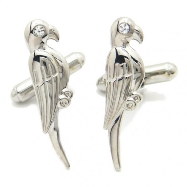 ちょこんと止まり木瞳キラリのインコカフス(カフリンクス/カフスボタン)