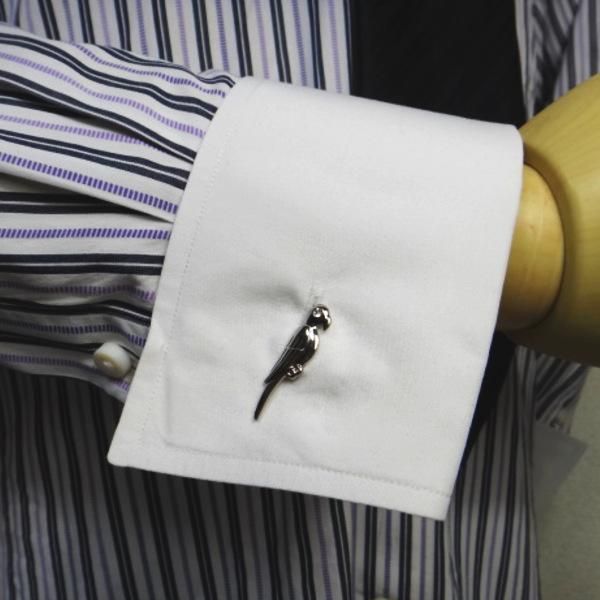 ちょこんと止まり木瞳キラリのインコカフス(カフリンクス/カフスボタン)