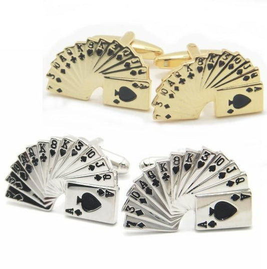 全2色・Let'sPlayいっぱい並んだトランプのカフス(カフリンクス/カフスボタン)