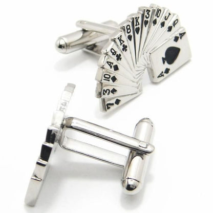 全2色・Let'sPlayいっぱい並んだトランプのカフス(カフリンクス/カフスボタン)