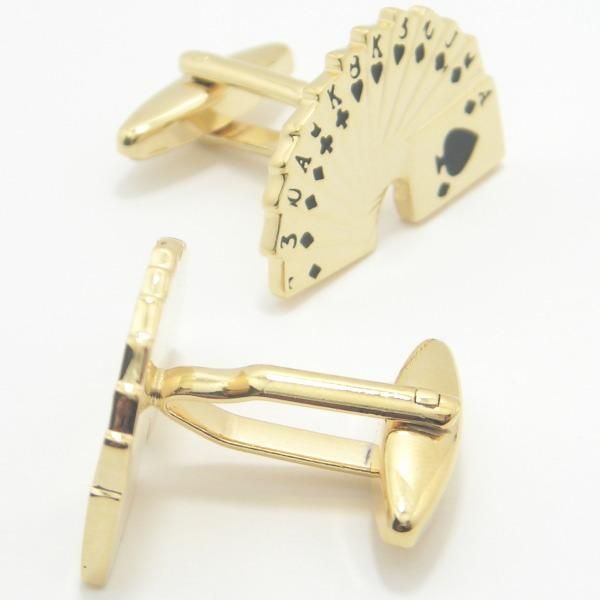 全2色・Let'sPlayいっぱい並んだトランプのカフス(カフリンクス/カフスボタン)
