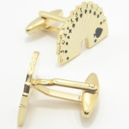 全2色・Let'sPlayいっぱい並んだトランプのカフス(カフリンクス/カフスボタン)