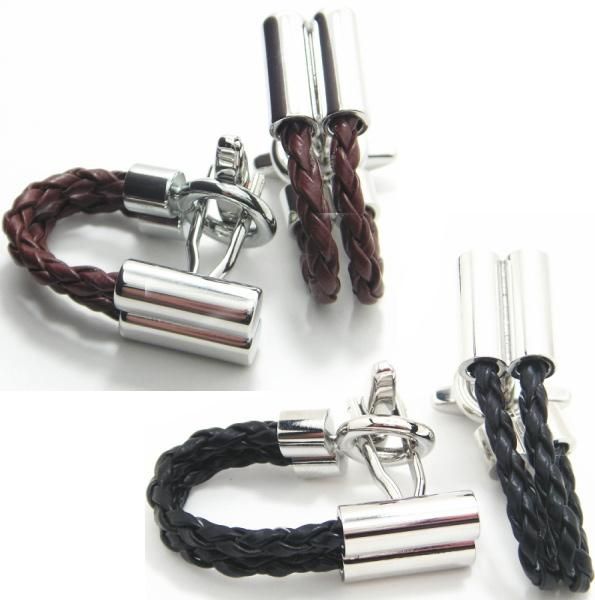 全2色・レザーのラップアラウンドカフス(カフリンクス/カフスボタン)