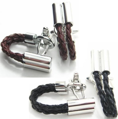 全2色・レザーのラップアラウンドカフス(カフリンクス/カフスボタン)