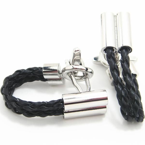 全2色・レザーのラップアラウンドカフス(カフリンクス/カフスボタン)