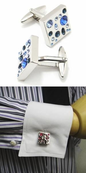 全3色・目立ってナンボ!!カラーストーンの欲張りカフス(カフリンクス/カフスボタン)