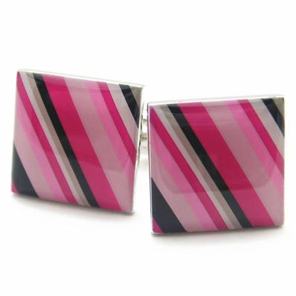 全2色・スクエアのボーダーカフス(カフリンクス/カフスボタン)