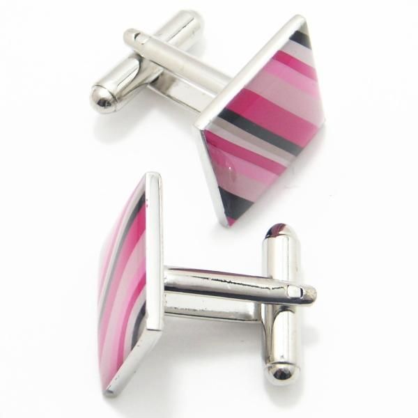 全2色・スクエアのボーダーカフス(カフリンクス/カフスボタン)
