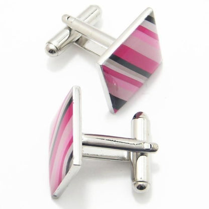 全2色・スクエアのボーダーカフス(カフリンクス/カフスボタン)