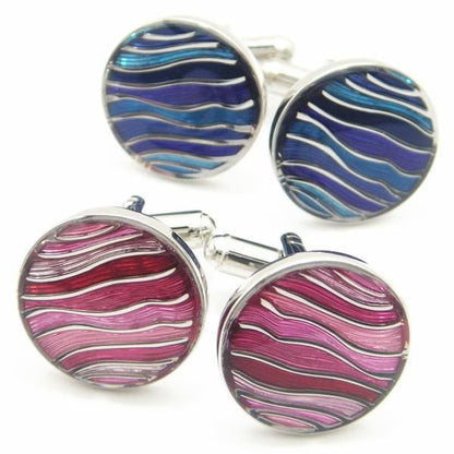 全2色・ウェーブのストライプカフス(カフリンクス/カフスボタン)
