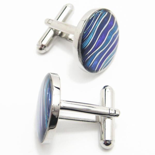 全2色・ウェーブのストライプカフス(カフリンクス/カフスボタン)