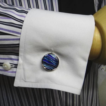 全2色・ウェーブのストライプカフス(カフリンクス/カフスボタン)