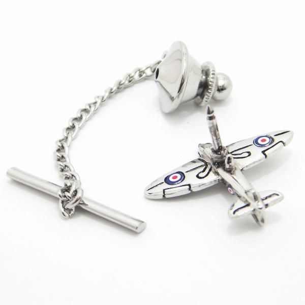 レトロなムードspit・fire飛行機のタイタック(ピンブローチ)