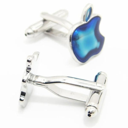 ブルーのアップルマークのカフス(カフリンクス/カフスボタン)