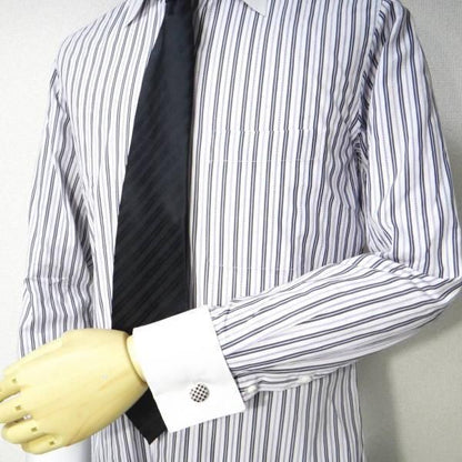 シルバー・スモールチェック・ラウンドのカフス(カフリンクス/カフスボタン)