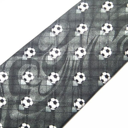 面白ネクタイ◆サッカーボール・グレーのコミックネクタイ