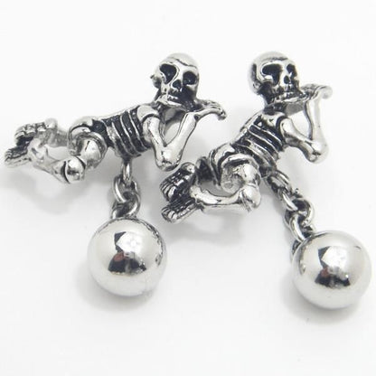 たまには骨休みしてねLazyな寝そべりガイコツのカフス(カフリンクス/カフスボタン)