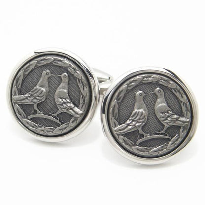 仲良し鳩のメダリオンカフス(カフリンクス/カフスボタン)