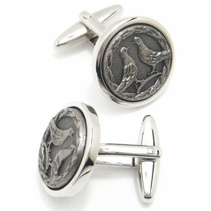 仲良し鳩のメダリオンカフス(カフリンクス/カフスボタン)