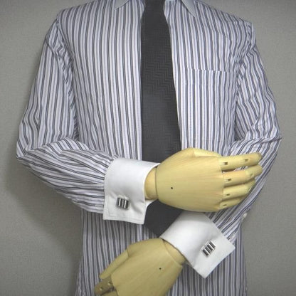 モノトーン・ボーダー・ストライプのカフス(カフリンクス/カフスボタン)