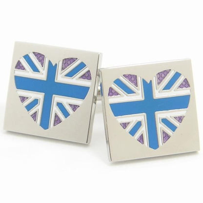 【SoniaSpencer】ハート・パープル・ユニオンジャックのカフス(カフリンクス/カフスボタン)